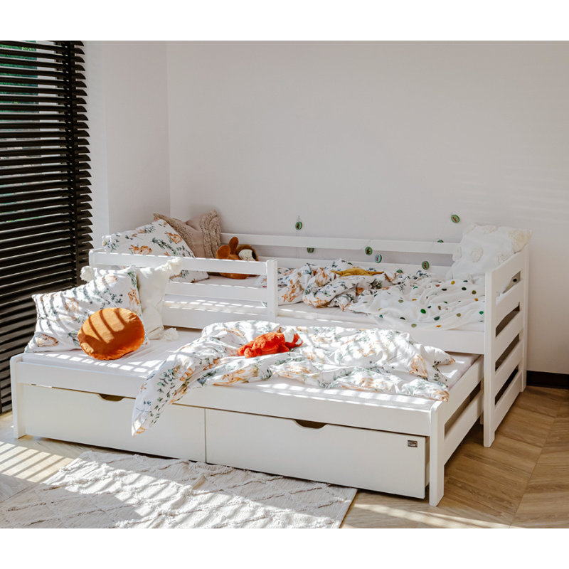 White children's bed with extra bed, daybed Sebastian 90x200 cm 