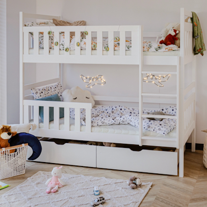 White bunk bed with storage, Misty 80x180 cm