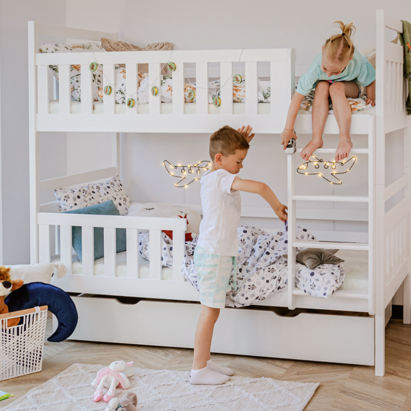 White bunk bed with storage, Misty 80x180 cm 