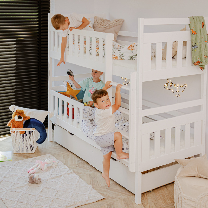 White bunk bed with storage, Misty 80x180 cm 