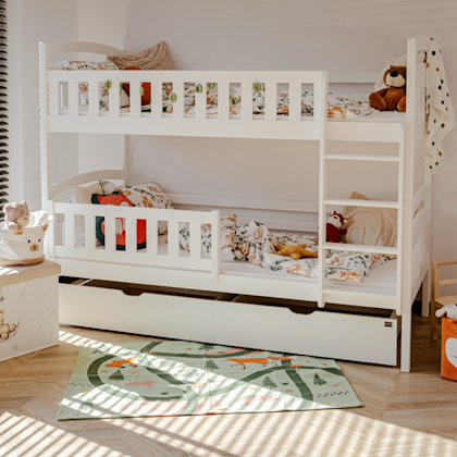 White bunk bed with storage, Indigo 90x200 cm