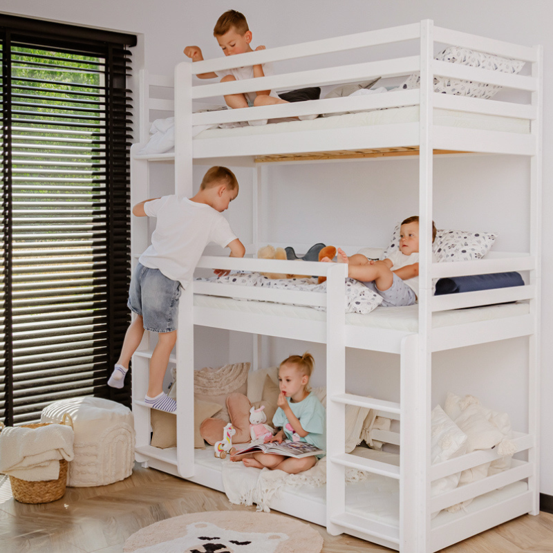 White bunk bed with three beds, Tony 90x200 cm 