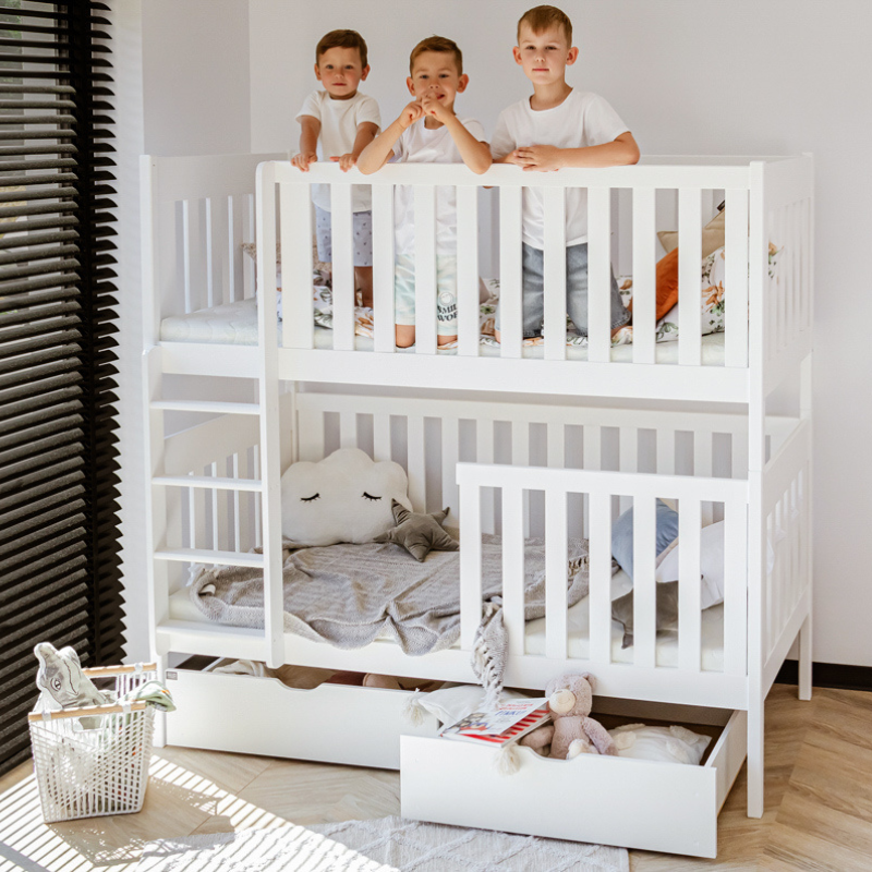 White bunk bed with storage, Daniel 80x180 cm 