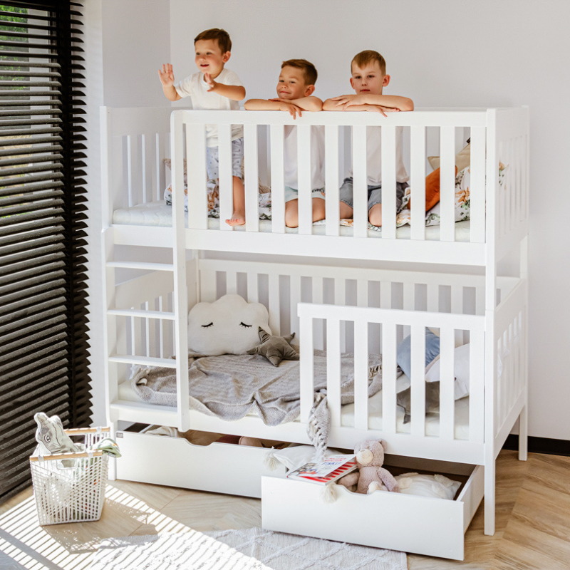 White bunk bed with storage, Daniel 80x180 cm 