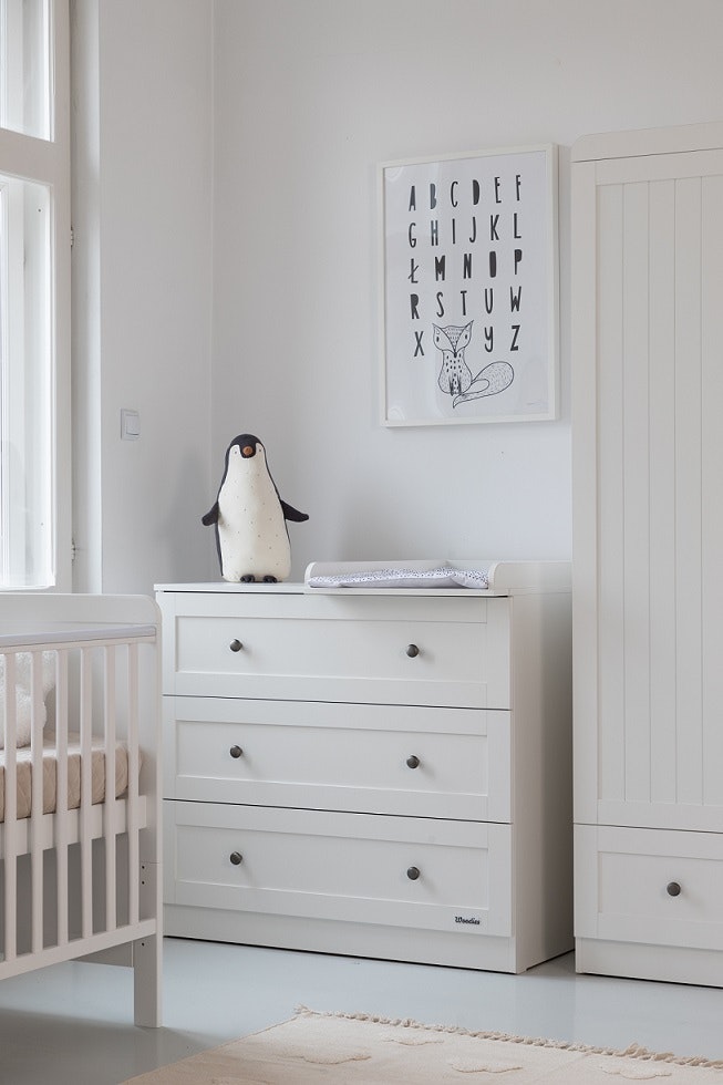 Classic dresser and changing table, white 