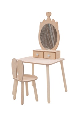 Beauty table crown with rabbit chair, natural