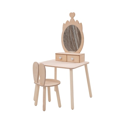 Beauty table crown with rabbit chair, natural