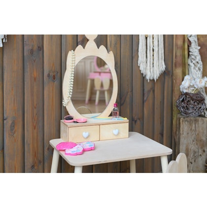 Beauty table crown with rabbit chair, natural