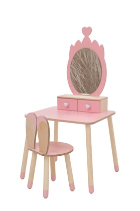 Beauty table crown with rabbit chair, pink/natural