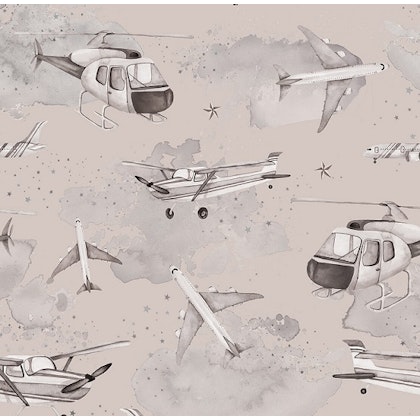 Dekorillo, wallpaper Planes and helicopters sepia