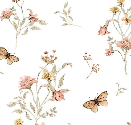 Dekorillo, wallpaper Flowers and butterflies 