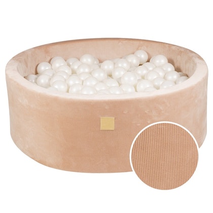 Meow, sand corduroy ball pit with 200 balls, White pearl