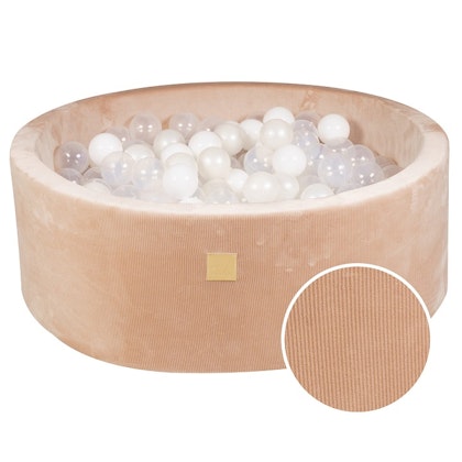 Meow, sand corduroy ball pit with 200 balls, White mix