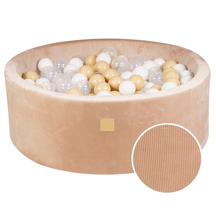 Meow, sand corduroy ball pit with 200 balls, Beige mix 