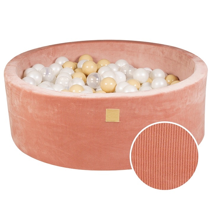 Meow, apricot corduroy ball pit with 200 balls, Beige mix 