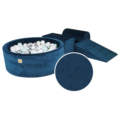 Meow, Blue buildable corduroy playground with ball pit, 200 balls