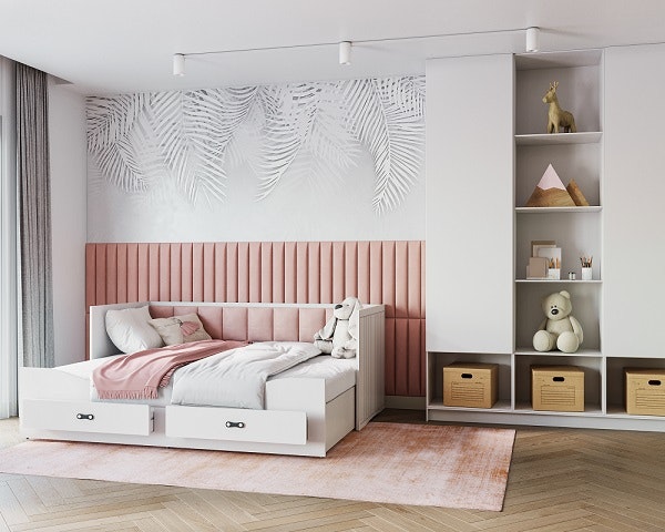 Velour covered wall panels, powder pink (various sizes) 