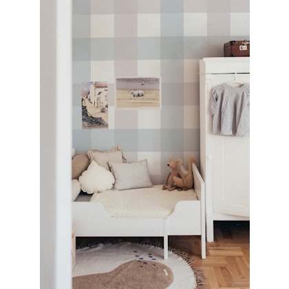 Dekornik, wallpaper Retro Check Beige Blue Big