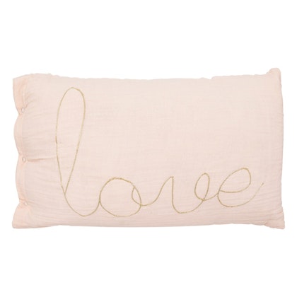 Light pink rectangular pillow, Love