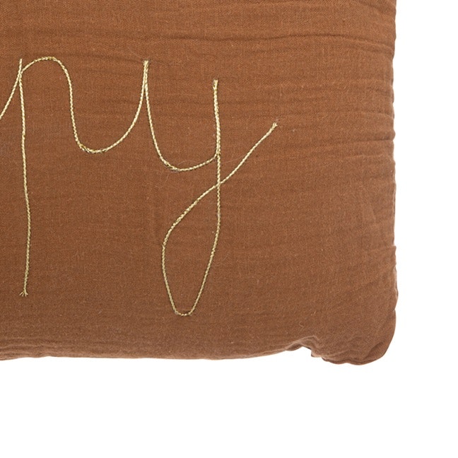 Brown rectangular pillow, Happy 