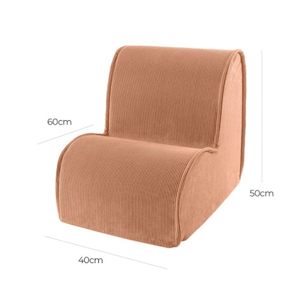 Meow, corduroy armchair for the children's room, brick