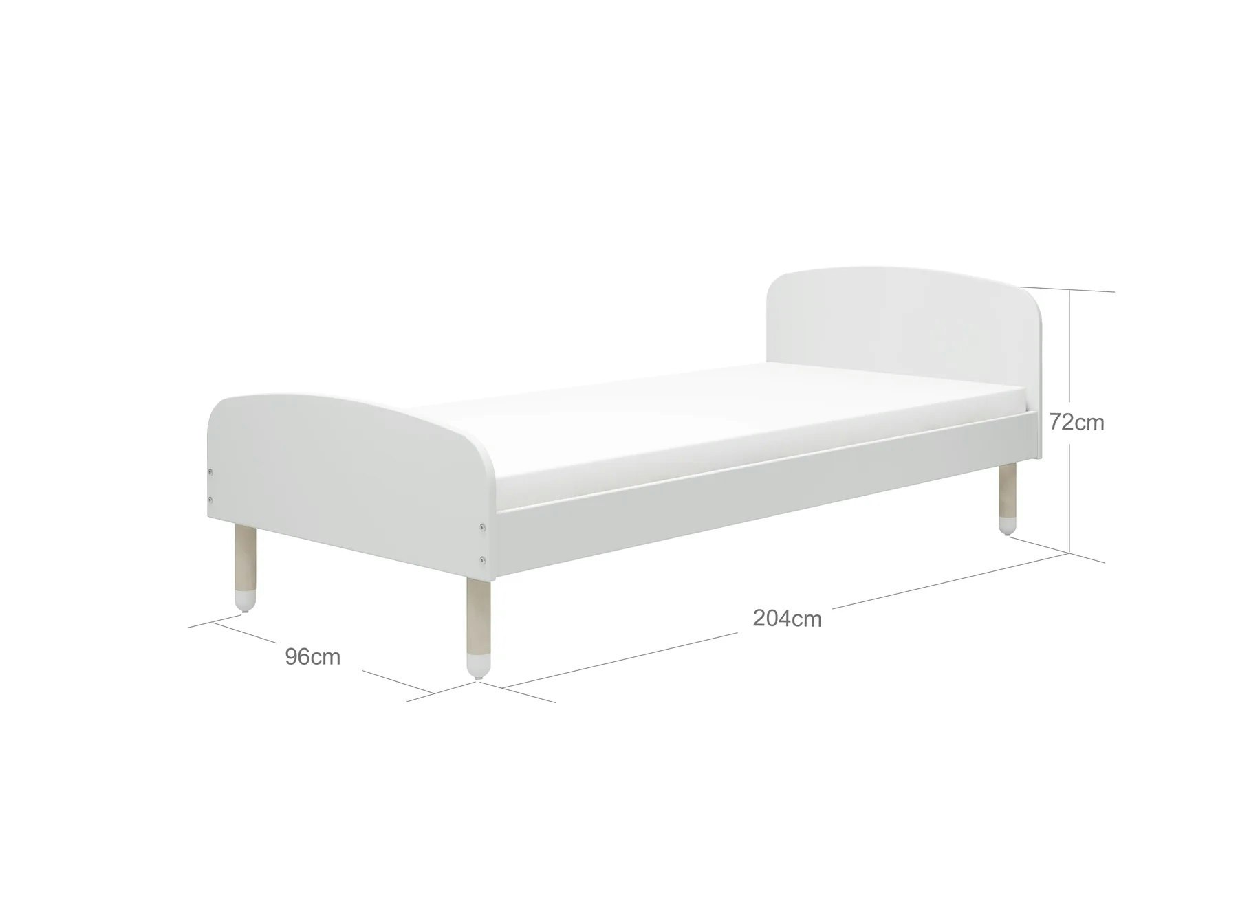 Flexa, single bed 90x200 cm Dots, white 