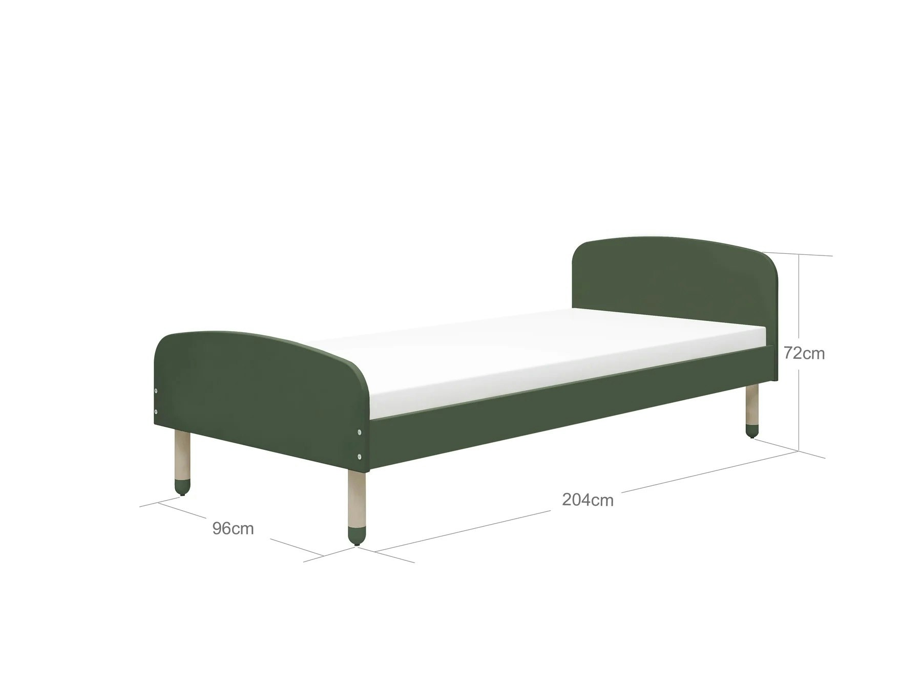 Flexa, single bed 90x200 cm Dots, deep green 