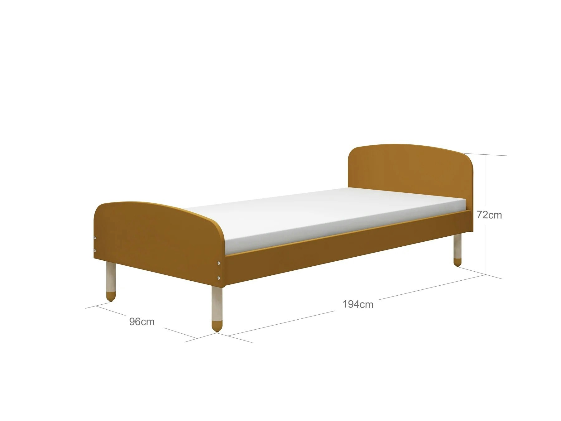 Flexa, single bed 90x190 cm Dots, mustard 