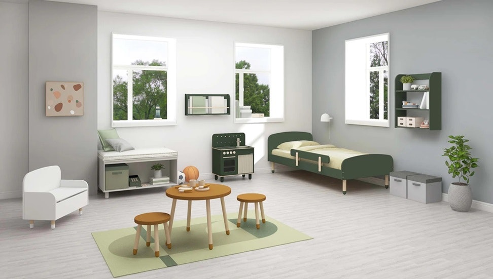 Flexa, single bed 90x200 cm Dots, deep green 