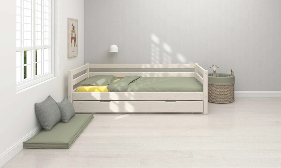 Flexa, barnsäng med utdragbar säng 90x200 cm Classic, vit 