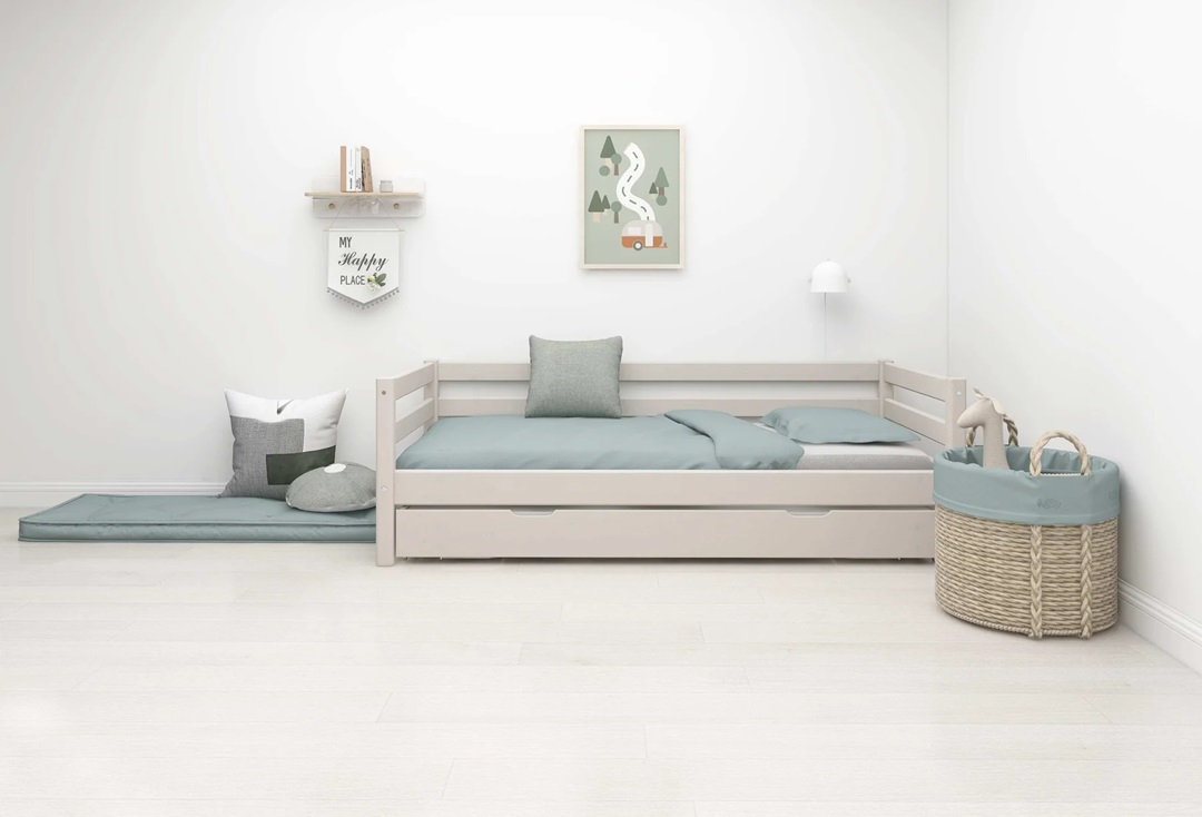Flexa, barnsäng med utdragbar säng 90x200 cm Classic, grå 
