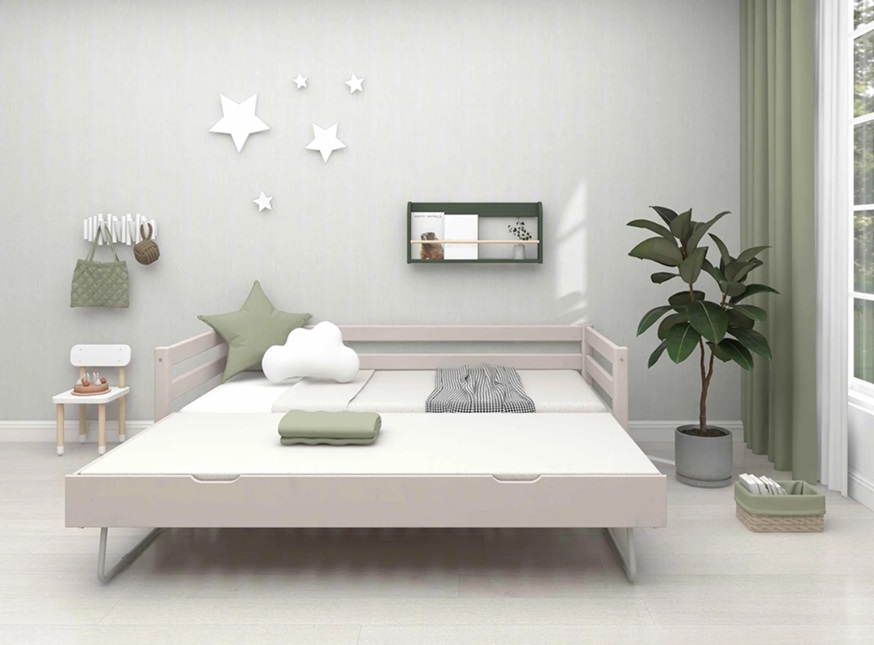 Flexa, barnsäng med utdragbar säng 90x200 cm Classic, grå 