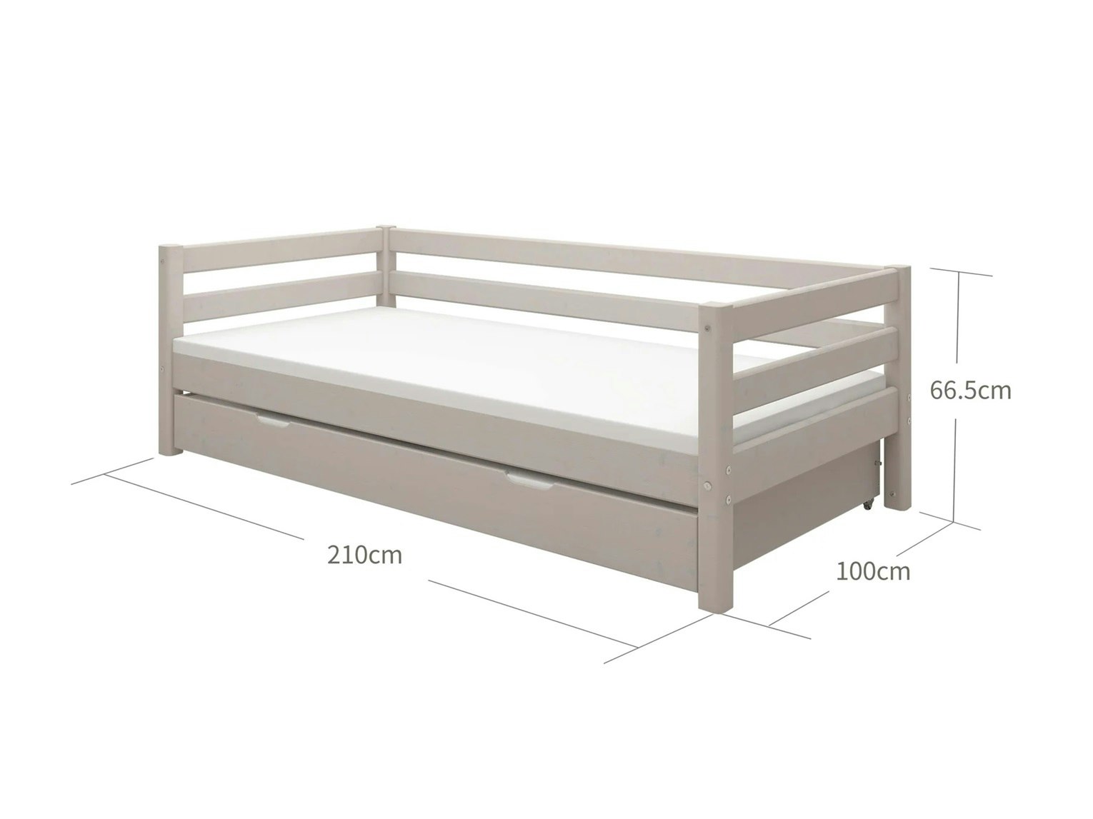 Flexa, children's bed with extendable bed 90x200 cm Classic, grey 