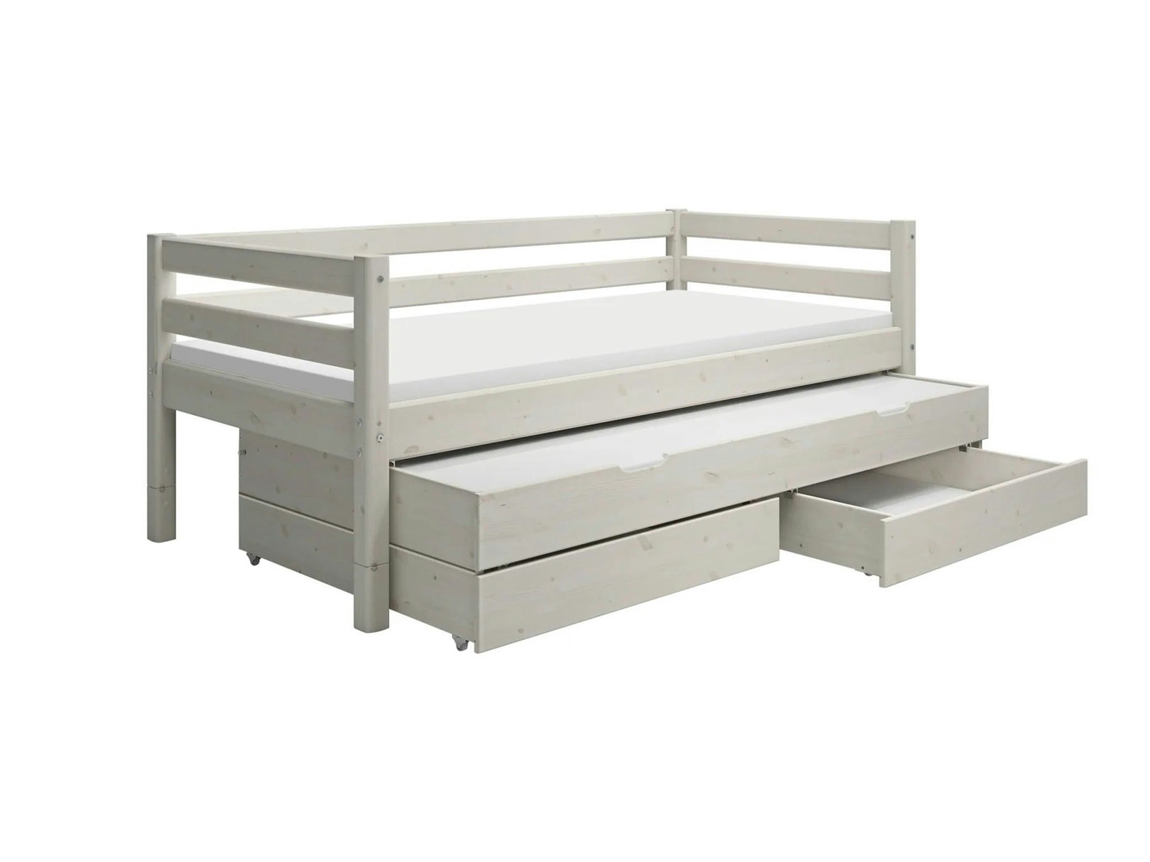 Flexa, barnsäng med förvaring och extra säng 90x200 cm Classic, vit 