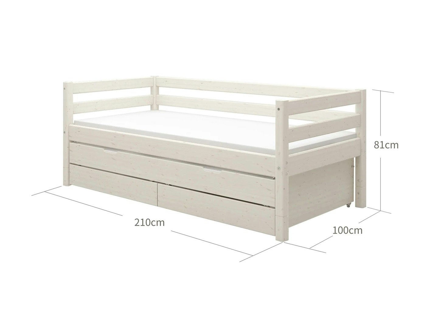 Flexa, children's bed with storage and extra bed 90x200 cm Classic, white 