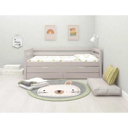 Flexa, barnsäng med förvaring och extra säng 90x200 cm Classic, grå