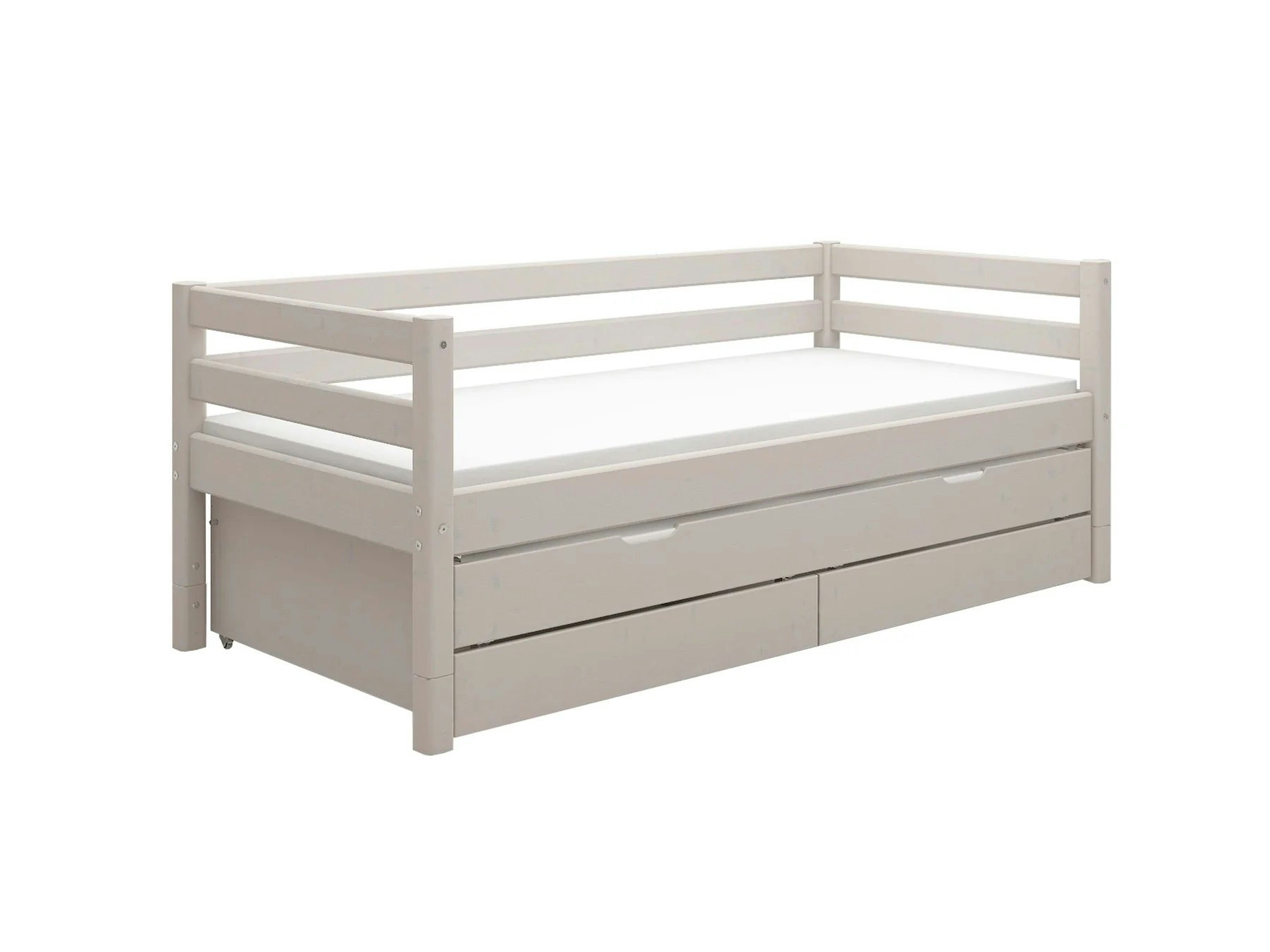 Flexa, children's bed with storage and extra bed 90x200 cm Classic, grey 