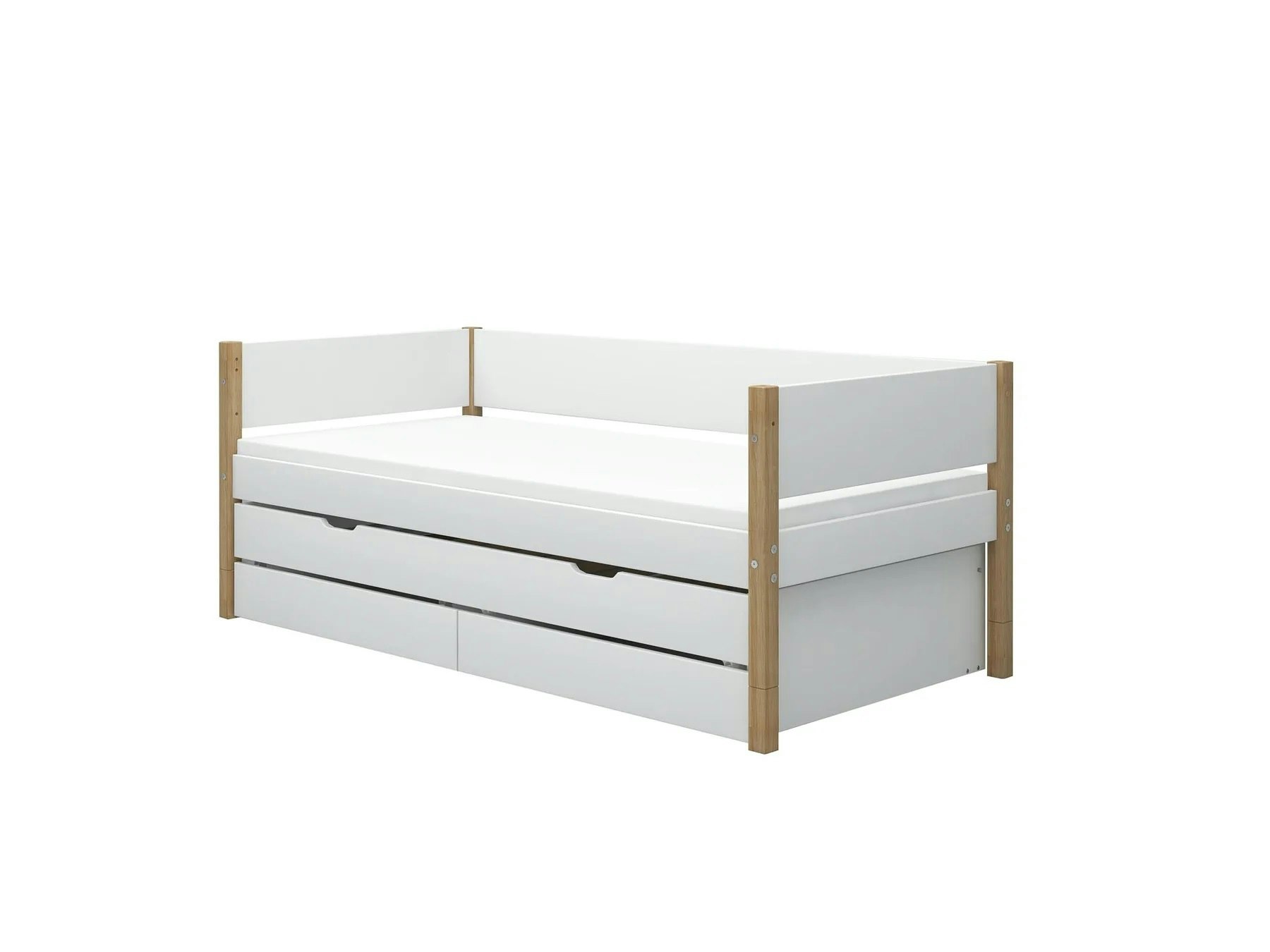 Flexa, children's bed with storage and extra bed 90x200 cm Nor, white/oak 