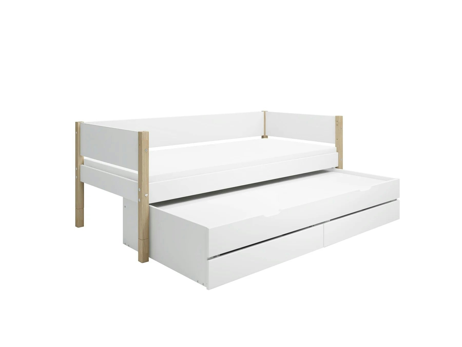 Flexa, children's bed with storage and extra bed 90x200 cm Nor, white/oak 