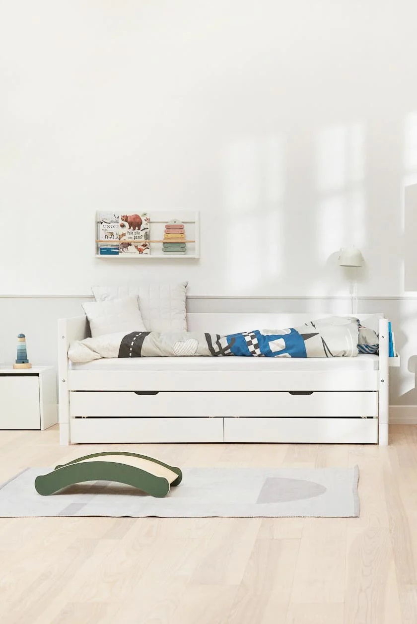 Flexa, barnsäng med förvaring och extra säng 90x200 cm White 