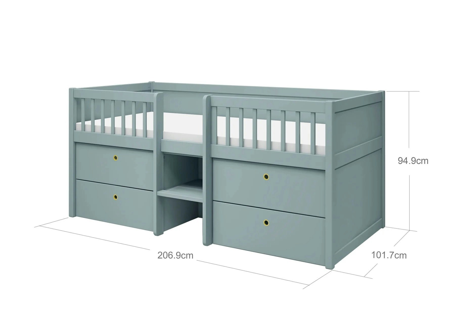 Flexa, high children's bed with storage 90x200 cm Freja, blue 