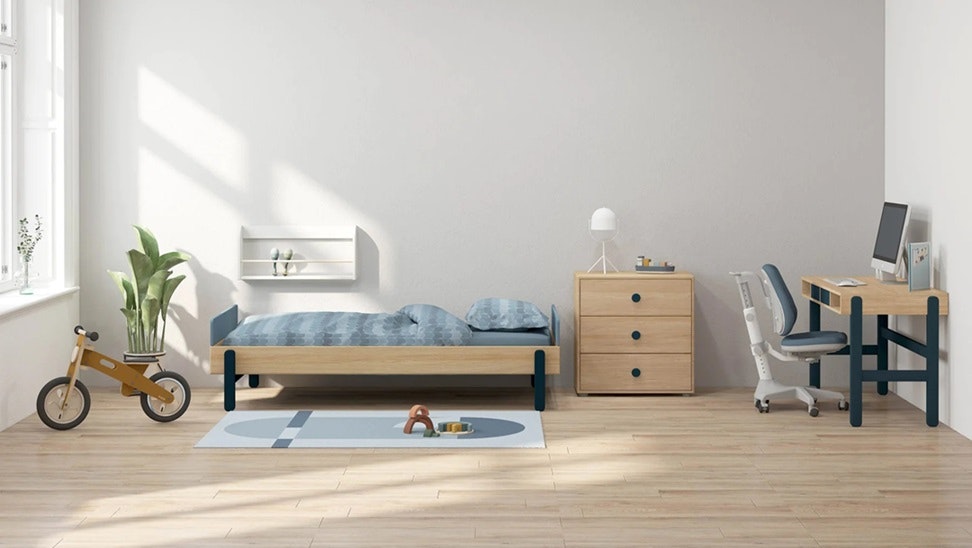 Flexa, children's bed single bed 90x200 cm Popsicle, blueberry oak 