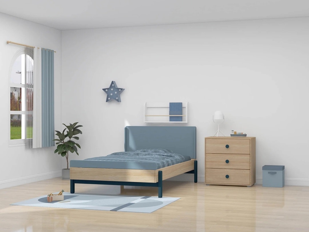 Flexa, children's bed with high headboard 120x200 cm Popsicle, blueberry oak 