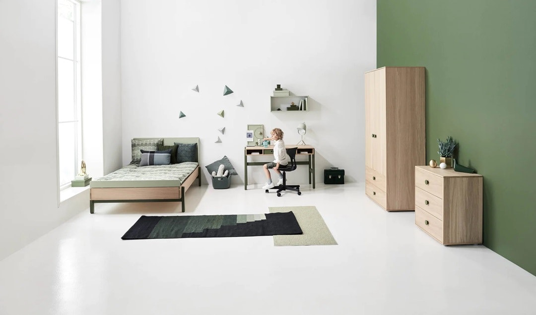 Flexa, children's bed with high headboard 120x200 cm Popsicle, kiwi oak 