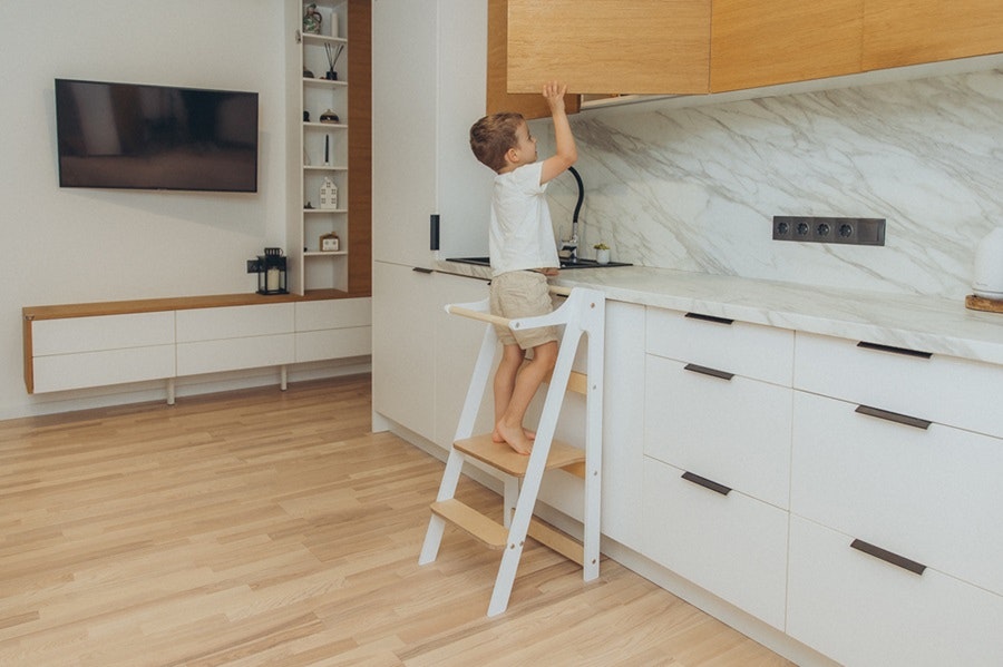 Duck Woodworks, Foldable kitchen helper, white/natural 