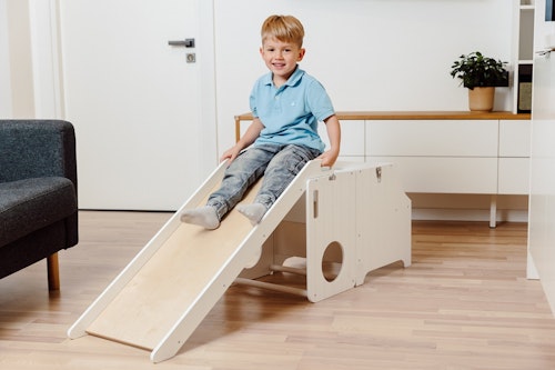 Duck Woodworks, Buildable kitchen helper with slide, white