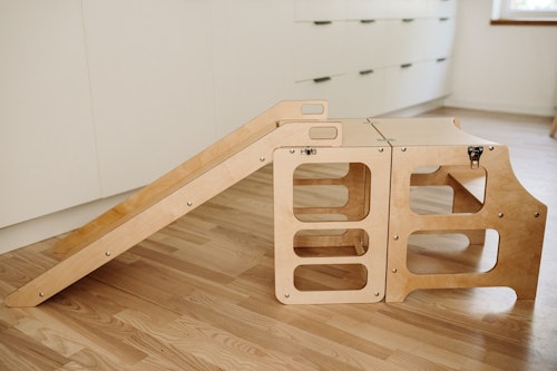Duck Woodworks, Buildable kitchen helper with slide, natural
