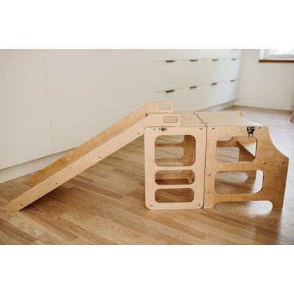 Duck Woodworks, Buildable kitchen helper with slide, natural