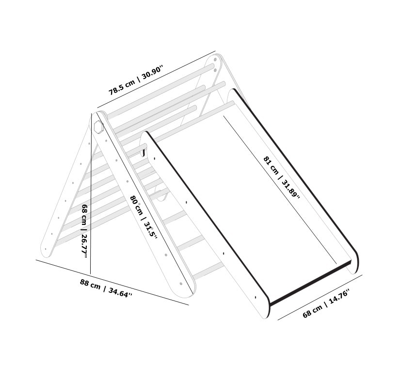 Duck Woodworks, Climbing triangle with slide, white/natural 