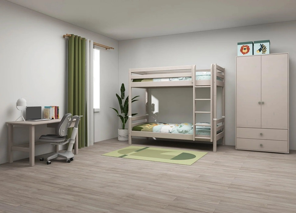 Flexa, high bunk bed Classic 90x200 cm, grey 